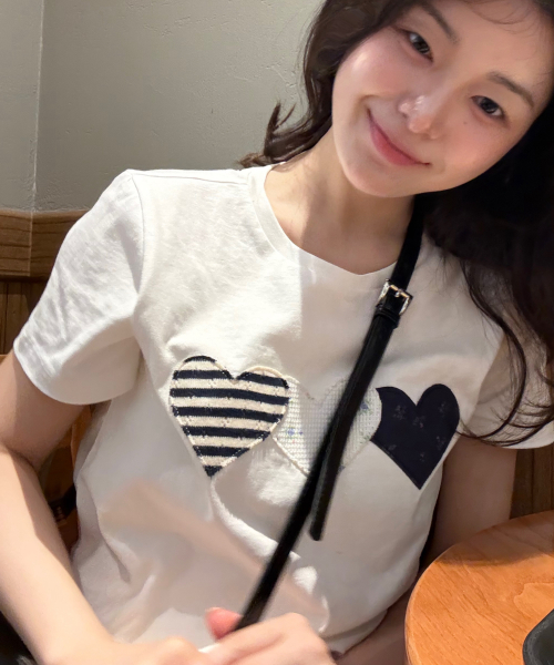 Heart Patch Cotton T-shirt White