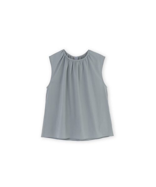 W Shirring Sleeveless, Blue Grey