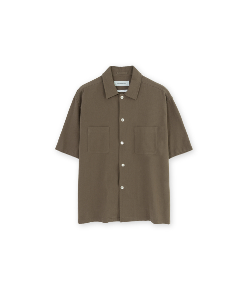 Open Collar Half Shirt, Mocha