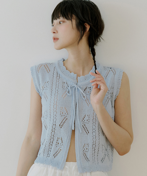 WOI CROCHET VEST POWDER BLUE
