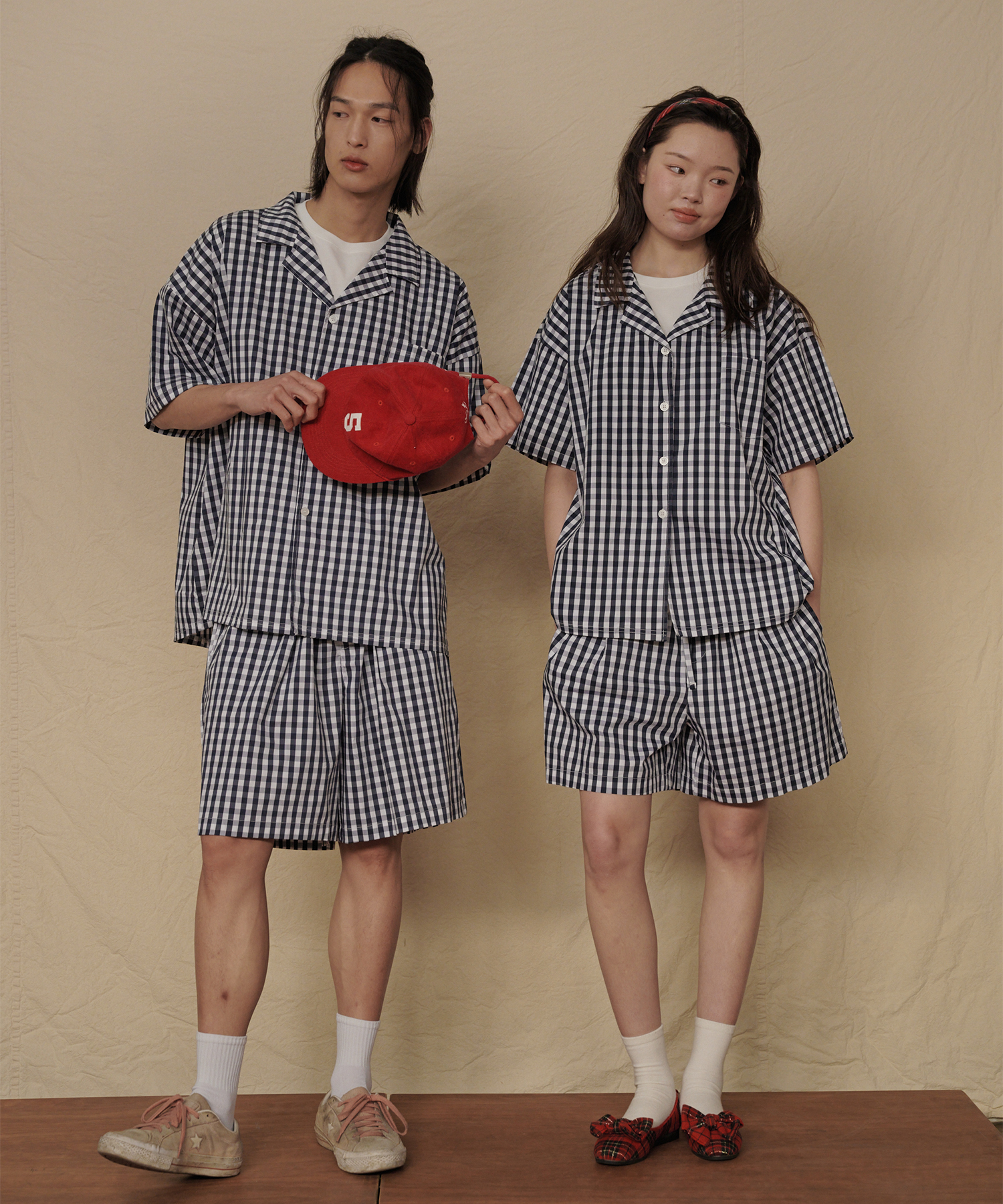 (uni)Residence Gingham Check Pajamas Dark Navy