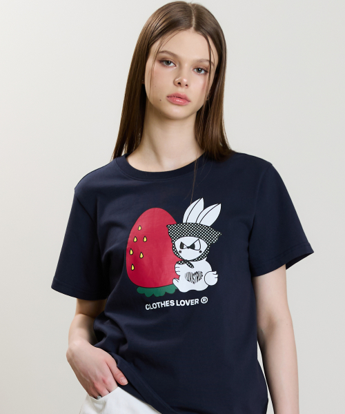 ★LUVISTRUE★SM STRAWBERRY RABBIT TEE(NAVY)★正規品/直送料込 러브이즈트루(LUVISTRUE) SM STRAWBERRY RABBIT TEE(NAVY