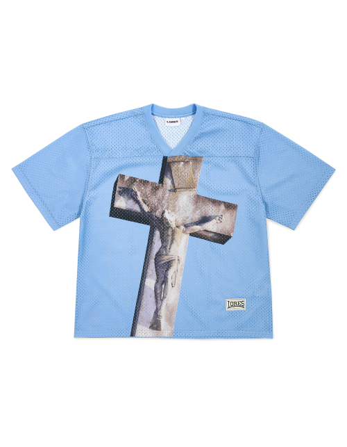 Cross Mesh Football Jersey - Blue