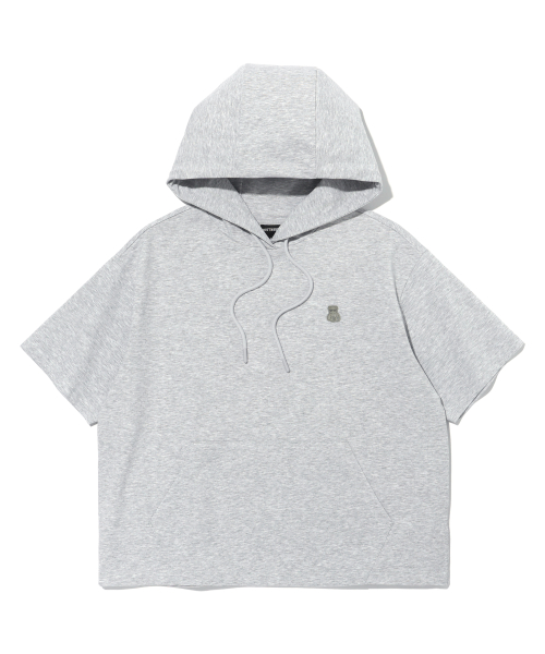 ретро медведь короткий рукав худи MELANGE GREY (LP7TF423-097)