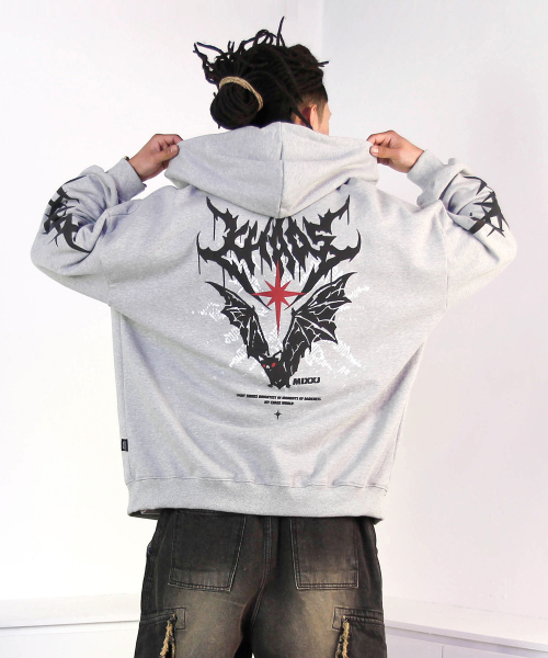 BAT HOOD ZIP-UP (GRAY)