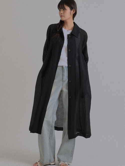 New Spring See-Through Trench Coat_Black