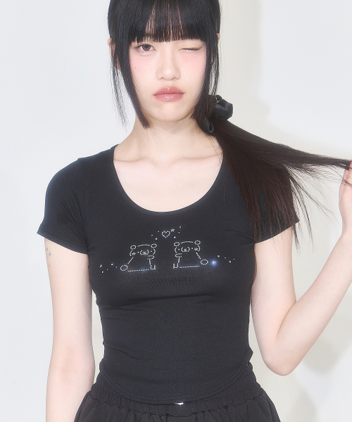 일리고() 쿠마 핫픽스 핏티드 티셔츠 블랙 상품 이미지