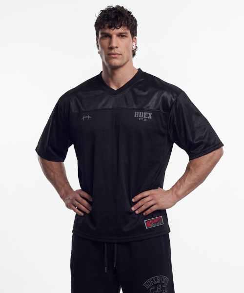 ядро регби оверфит короткий рукав (Black)