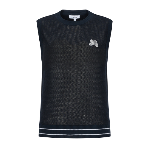 Mesh round Neck Knit жилет_тёмно-синяя