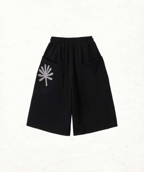 DD symbol sweat bermuda pants (BLACK)