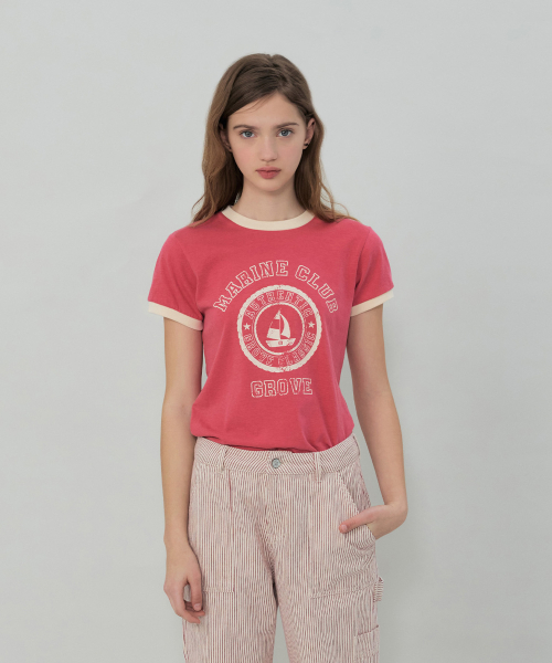 그로브(GROVE) GROVE MARINE RINGER T-SHIRT (PINK) - 사이즈