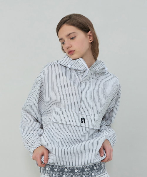 ELIO STRIPE ANORAK JUMPER (WHITE STRIPE)
