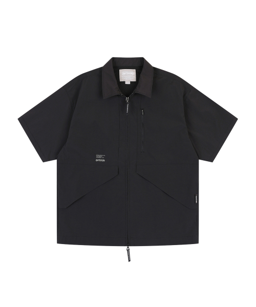 HALF SLEEVE ZIP-UP JUMPER (BLACK)