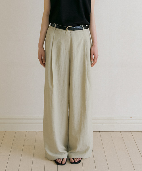 summer cooling pintuck slacks-beige