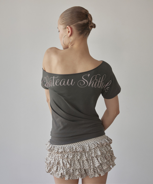 Chateau Shithole Tie Tee Charcoal