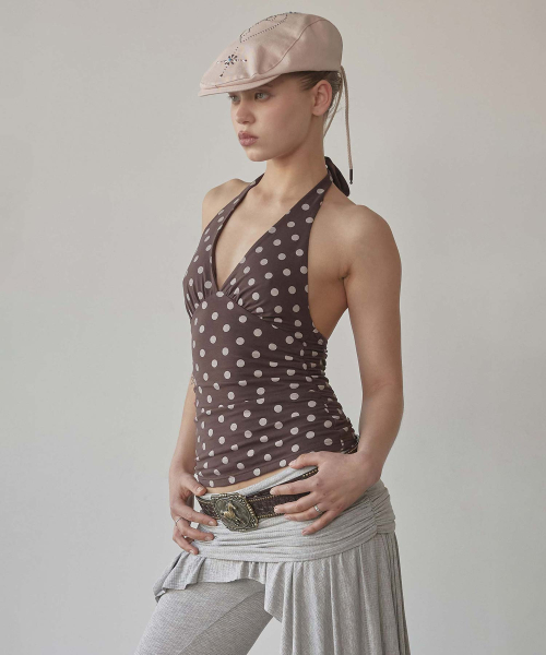 ★SCULPTOR★ Dot Halter Top Brown SC25S260BR Dot Halter Top Brown – Sculptor