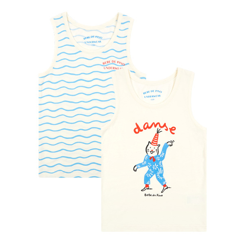 베베드피노 언더웨어() 남아아이보리댄싱캣탱크탑2종세트_BU51UA302 상품 이미지
