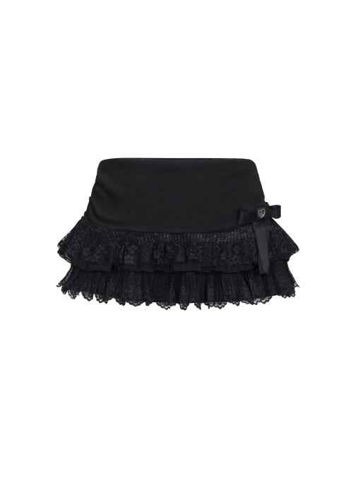 포어링(FORUSRING) Chiffon lace mini skirt (black) - 사이즈 포어링(FORUSRING) Chiffon lace mini skirt (black) - 사이즈