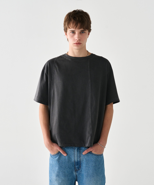 washed crop t-shirts (charcoal)