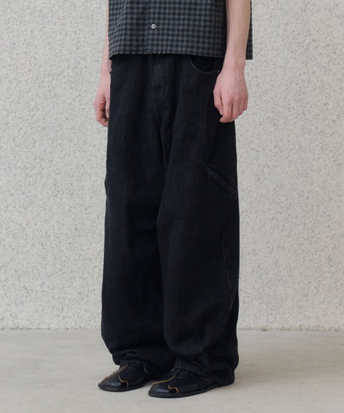 side line cargo denim pants (black)