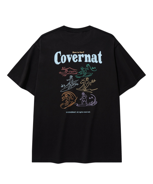 커버낫() 쿨 코튼 서핑 모션 그래픽 티셔츠 New Black 상품 이미지