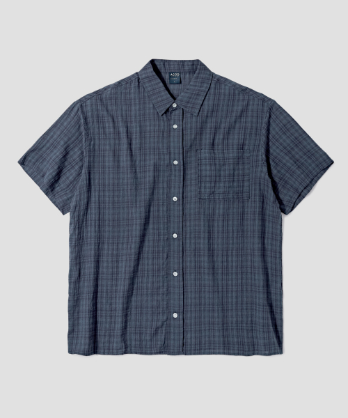 Винтажная рубашка в клетку с карманом [Navy]