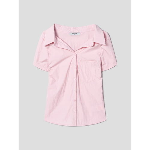 Воротник-стойка рубашка с коротким рукавом Light Pink