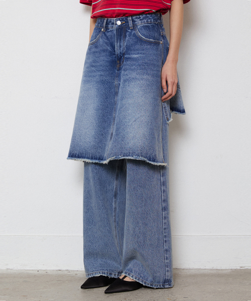 Rare straight Skirt Denim брюки синяя