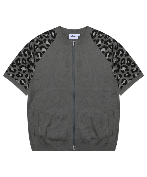 Леопардовый трикотажный зип-кардиган XTK151 (GRAY)