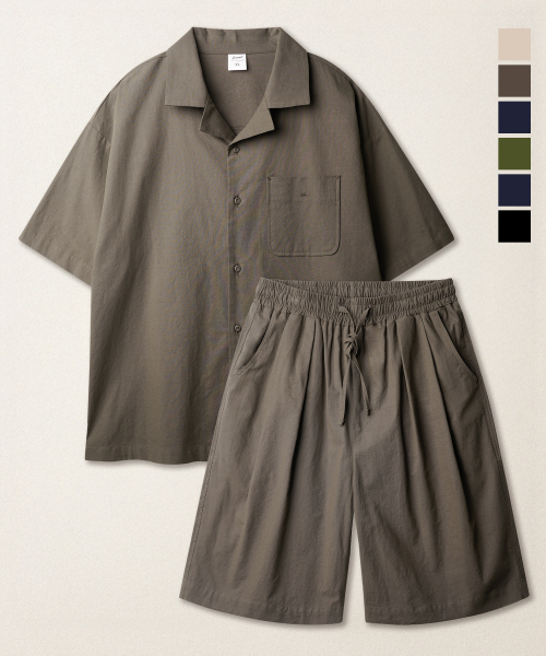 JEMUT☆NORMAN OPEN COLLAR LINEN LIKE SETUP KJSP2622+KJSP2614 Panama Cloth Open Collar Shirt in Sand – Blue Owl Workshop