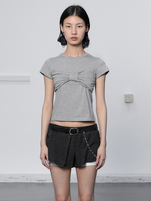 【CERRIC】RIBBON KNOT FRONT TOP 세릭(CERRIC) RIBBON KNOT FRONT TOP / GRAY - 사이즈 & 후기