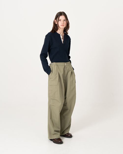 Широкие брюки карго (Khaki)_EZS2PT03KK