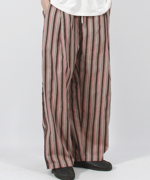 M VINTAGE STRIPE WIDE PANTS DUSTY PINK
