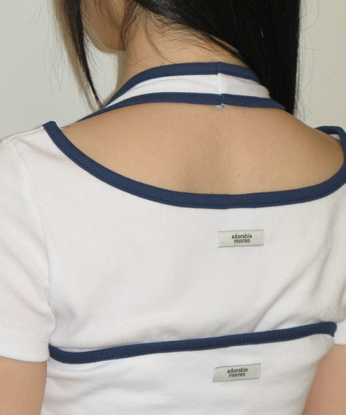 LAYERED HALTER RINGER T SHIRT WHITE
