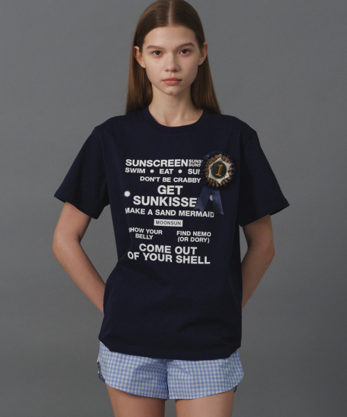 MOONSUN ♥ M.C UNISEX, Beach Rules T-Shirt /追跡付 문선(MOONSUN) M.C UNISEX, Beach Rules T-Shirt / Navy