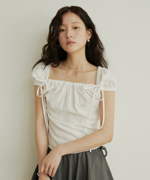 cap sleeve ribbon blouse