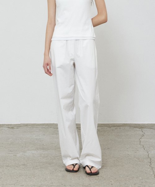 COTTON BANDING PANTS - WHITE