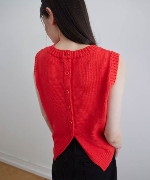 Reversible sleeveless cardigan_RED