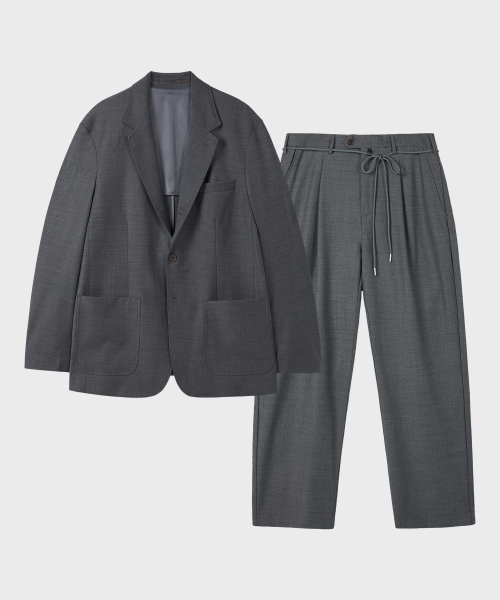 Серый трикотажный костюм 8AM Comfy Tailored
