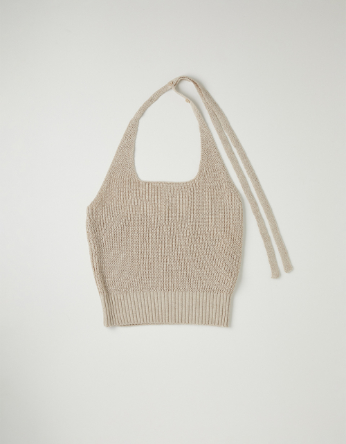 Halterneck Sleeveless Knit (Beige)