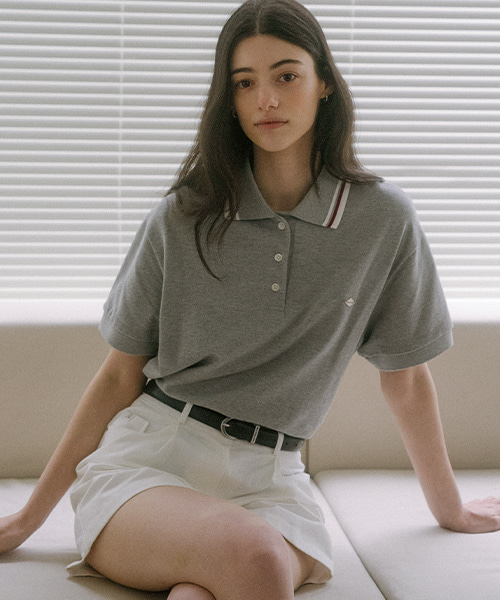 Collar coloring cotton t-shirt TISU03TS06_Gray