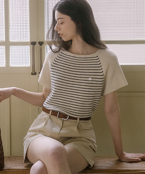 Stripe cotton blended knit TISU03TN01_Ivory