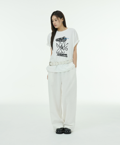 Linen moody Wide Pants - Ivory