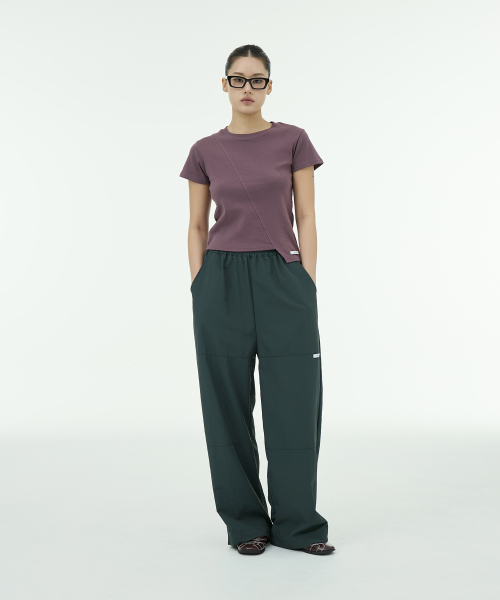 Overlap Double Knee Pants - Deep Green
