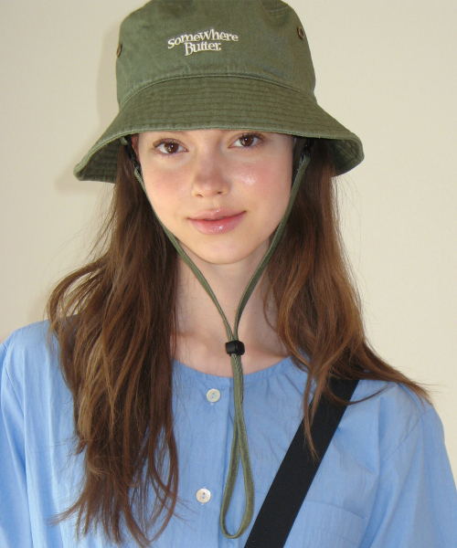 썸웨어버터(SOMEWHEREBUTTER) Vintage Wave Logo Safari Hat