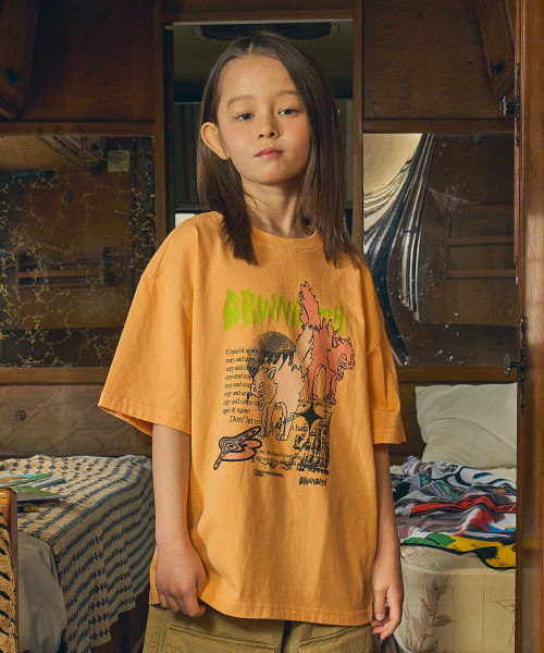 브라운브레스 키즈() KIDS CATS PIGMENT TEE - ORANGE 상품 이미지