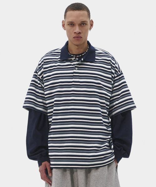 Поло в полоску Alternate, Navy