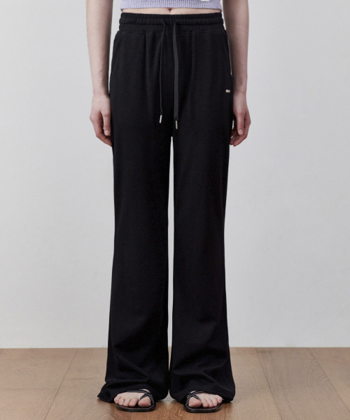 flared wide pants black