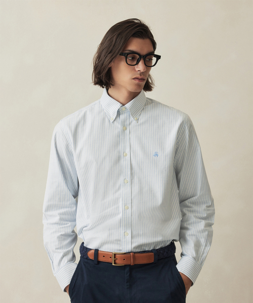 Рубашка regular fit non-iron в полоску (light blue) (BBTHMF9968L)