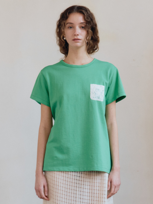 시엔느() Lace Pocket T-shirt (Green) 상품 이미지